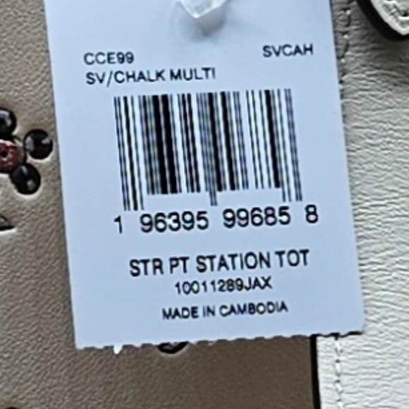 Coach StationWhite Leather Tote with Floral and Stud Accents, NWT - Picture 5 of 5